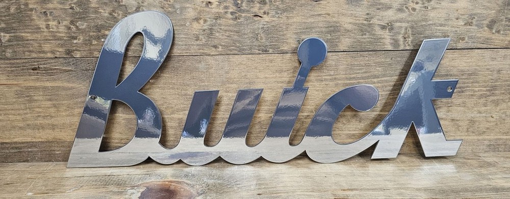 Buick Script Chrome Steel Sign