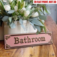 Bathroom Metal Signs Cute Wall Decor for Door Waterproof Home Office Shop 4×16in