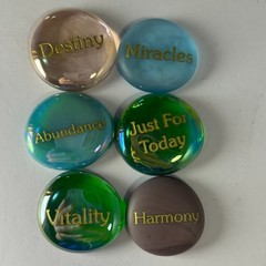 Inspirational Affirmation Glass Stones Set of 6 – Motivational Words Decor