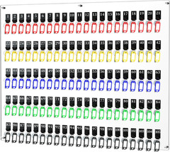 105 Hooks Acrylic Key Board with Numbers, Wall Mount Key Holder Rack with 105 Ta