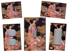 GEISHA IN FLOWERS ASIAN HOME DECOR LIGHT SWITCH PLATES AND OUTLETS