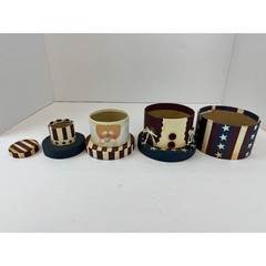 CMI Henton Patriotic Uncle Sam Santa Nesting Boxes Americana Folk Art