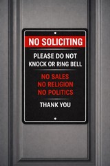 No Soliciting Sign – Please Do Not Knock Ring Bell No Sales Religion Politics Me