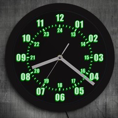 Retro Military Pattern Wall Clock W/ LED 12/24 Hour Display 7 Colors Backlight