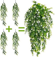 8pc Artificial Hanging Plant Fake Eucalyptus Leaf Vine Home Garden Outdoor Decor
