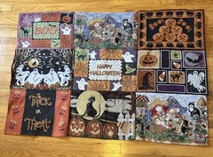 Halloween Patchwork Tapestry 36”x52” Retangular Table Topper Wall Hanging