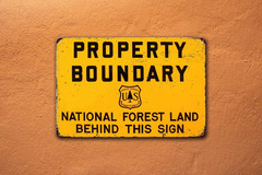 Tin Sign Property Boundary National Forest Vintage Reproduction Metal Si