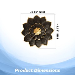 G128 9 IN Black and Gold Metal Daisy-Style Flower Wall Art