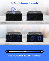 Digital Alarm Clock Radio with AM/FM Radio, Multi-Colors 1.4” LED Digits, Preset