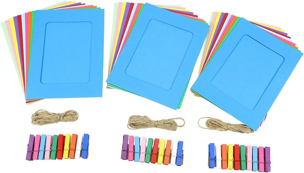DIY Paper Photo Frame Multi- Colors Wall Deco Hanging Picture Frames with Clips