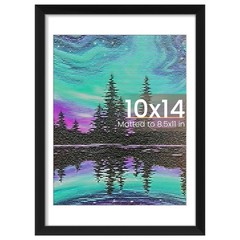 upsimples 10×14 Picture Frame, Display Pictures 8.5×11 with Mat 10×14, Black