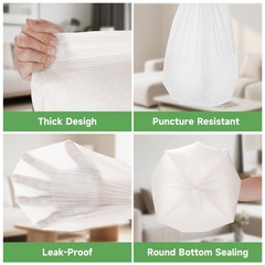 2 Gallon Small Trash Bags with-Handles – Bathroom Mini Garbage Bag White Unsc…