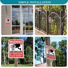 4 Pack Private Property No Trespassing Sign, Rustproof Aluminum 24Hour Video …