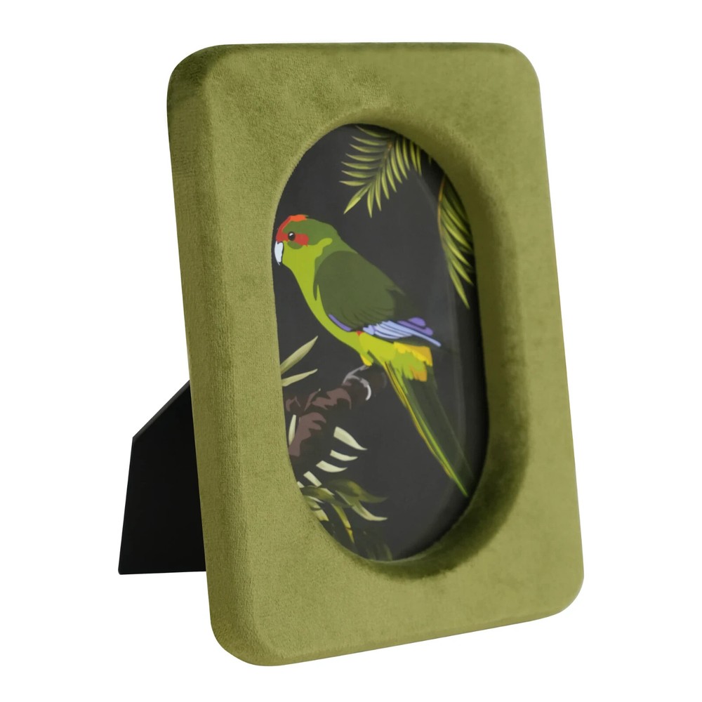 Soft Smooth Green Velvet Picture Frame Round Opening Safari MCM Tiki 4×6 Photo