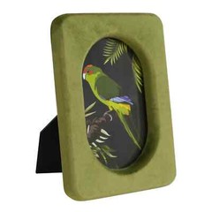 Soft Smooth Green Velvet Picture Frame Round Opening Safari MCM Tiki 4×6 Photo