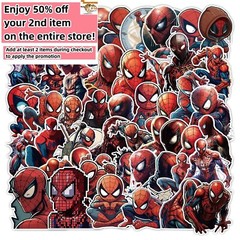 50 Pcs Stickers Spider Man Marvel Heroes Animation Luggage Car Phone Vinyl Decal