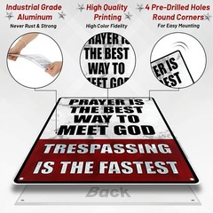 Funny No Trespassing Metal Sign Private Property Warning f/ Wall Fence Or Garage