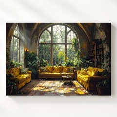Wall Art Sunlit Conservatory Canvaselegant Vintage Interior With Natural Light