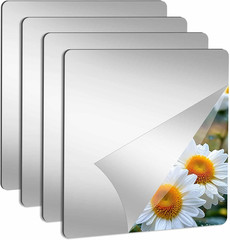 4 Pack Acrylic Mirror Tiles, Stick on Mirrors for Wall, Flexible Plastic Mirror