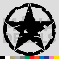 Star Emblem Vinyl Die Cut Decal Sticker – Army Military Distressed Grunge