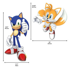 12-Piece Sonic the Hedgehog 42 In. X 35 In. Blue Sonic and Tails Wall Decals