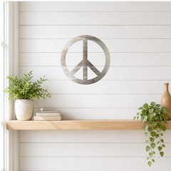 Peace Sign Steel Cutout Shape, Raw Metal Wall Art and Craft Supply