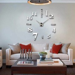 3D Modern DIY Large Wall Clock Mirror Surface Sticker Home Art Design Decor US