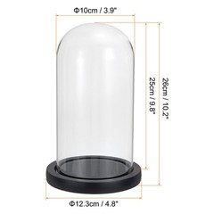 9.8″x3.9″ Clear Cloche Glass Dome Glass Bell Jar Display with Wooden Base