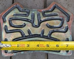 Raku Ceramic Totem Face Picture Tribal Canada Iridescent Green Copper Tiki