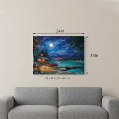 Artiluxy LED Canvas Wall Art Cabin Lake House Decor Battery Operated 24x18in