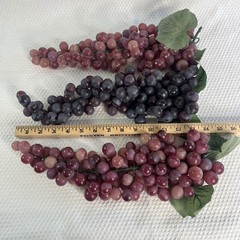 Three 14″ Artificial Grapes Clusters Realistic Faux Fruit Red Purple Wine Decor