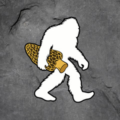 Bigfoot sticker vinyl decal mushroom forager white outline retro mycology
