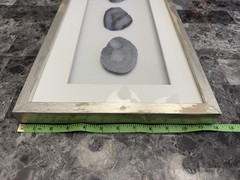 Beautiful Framed Geode Slice Wall Art 12 in Gray Stone in Silver Shadow Box