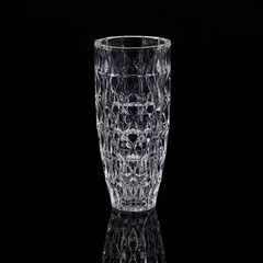 10.5 In. Tall round Crystal Glass Diamond Cut Flower Vase for Home Decor, Clear