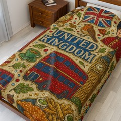 Cozy United Kingdom Plush Blanket | UK United Kingdom Culture Room Decor