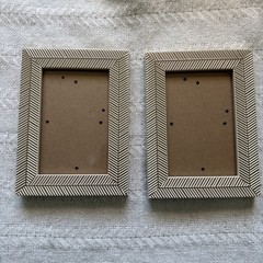 LOT OF 2 4 X 6” Opal House Wooden Herringbone Gold & Cream Frames EUC