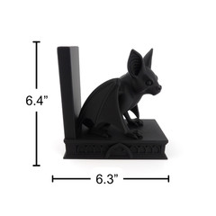 3D Printed Gothic Bat Bookends Dark Academia Matte Black Shelf Decor Home Accent