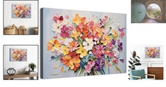 Colorful 12×16” Floral Canvas Art – Abstract Wildflower Painting for Any Room