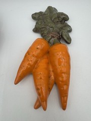 VTG Ceramic Vegetable Wall Plaques Set 6 MCM Retro 3D Kitchen Decor Tomato Corn