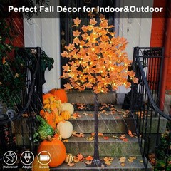 LIGHTSHARE 6FT 120LED Artificial Lighted Maple Tree Warm White Fall Decorations