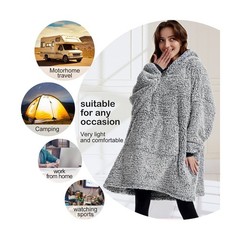 Cozy Sherpa Wearable Blanket Hoodie for Adults Women Men Kids G… USA Fast Ship
