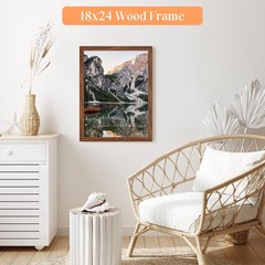 18×24 Wood Frame Brown, Rustic Natural Woodgrain 24x18in Poster Picture Frame…