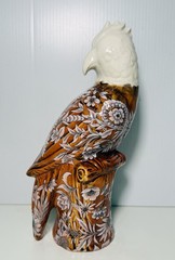 Anthropologie Avian Vase Bird Parrot Cockatoo Brown Floral Ceramic