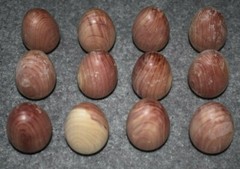 #244-12 TWELVE FRESH SCENTED WOOD CEDAR EGGS 2-1/8 INCHES LONG