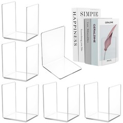 16 Pcs Clear Acrylic Bookends, Heavy Duty L Shaped Dividers for Shelves, Orga