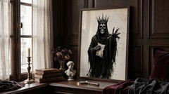 Gothic Skeleton King Art Poster Lich Grim Reaper Dark Fantasy Wall Decor Print