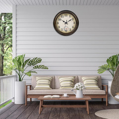 Waterproof Vintage Rustic Outdoor Clock with Thermometer – 8 Inch Bronze