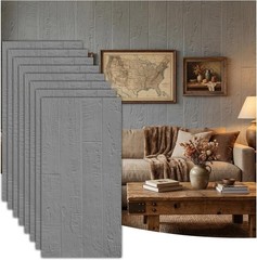 8 Pack 3D PU Wall Panels Cement Wainscoting Waterproof Accent Wall Gray 62 Sq Ft