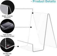 6 Pack Acrylic Book Stand Clear Easel Stand for Display Book Display Holder Tool