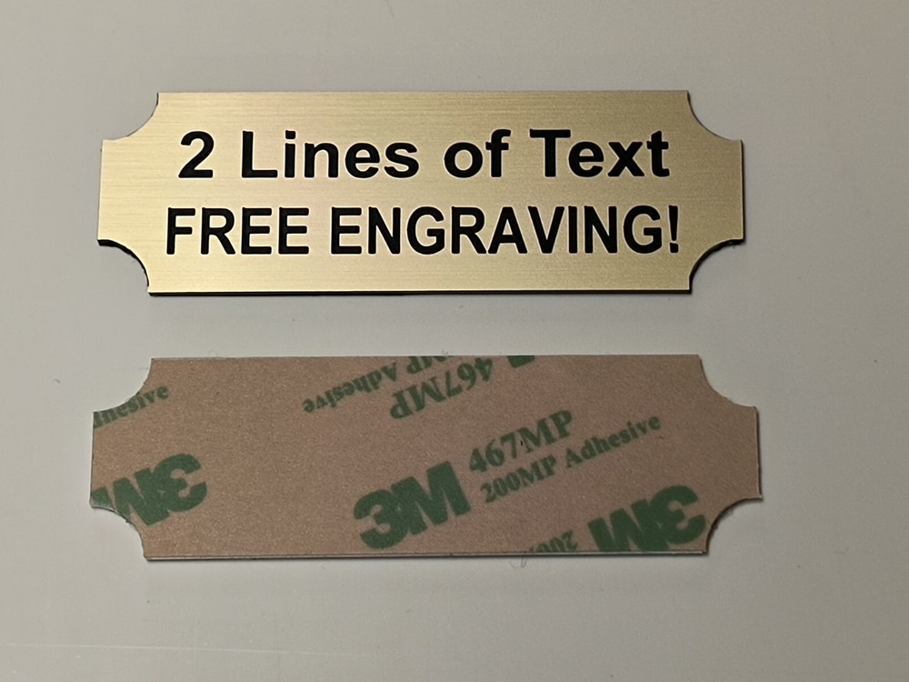 3 pack – Custom Engraved 1×3 Brushed Gold Plate Plaque Sign w/ Adhesive Back